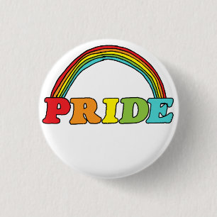 Pride tekst en regenboog ronde button 3,2 cm