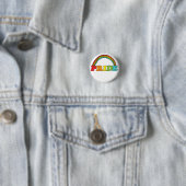 Pride tekst en regenboog ronde button 3,2 cm (In situ)