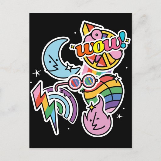Pride thunder. Regenboogliefde. Wow Briefkaart (Voorkant)