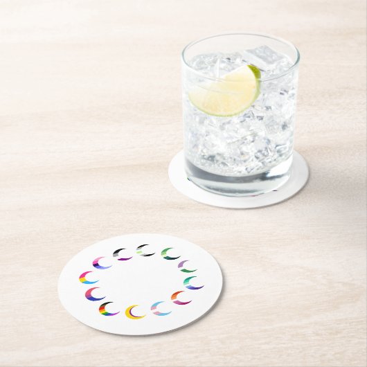 Pride Time Crescent Moon Design Ronde Kartonnen Onderzetter (Insitu)