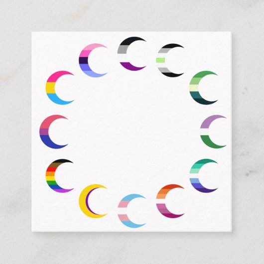 Pride Time Crescent Moon Design Vierkante Visitekaartje (Voorkant)