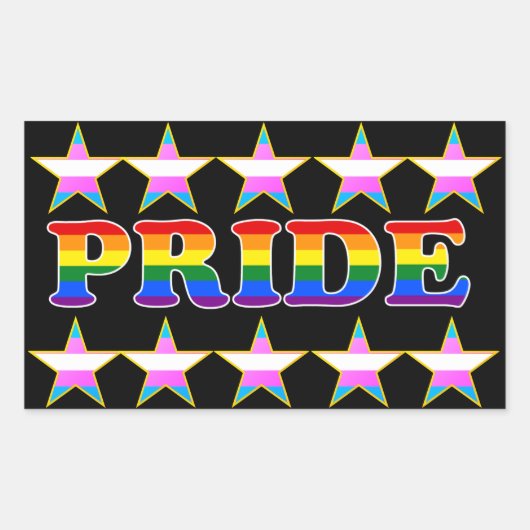 PRIDE Trans Pride Sterren Rechthoekige Sticker (Voorkant)