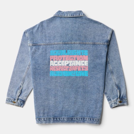 PRIDE Trans rechten vlag LGBT citaat gift typograf Denim Jacket (Achterkant)