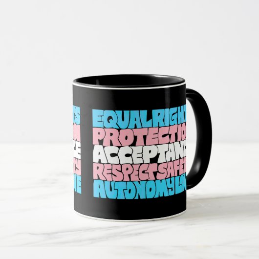 PRIDE Trans rechten woord art vlag LGBT offerte gi Mok (Voorkant rechts)