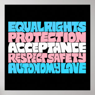 PRIDE Trans rechten woord art vlag LGBT offerte gi Poster