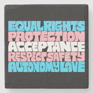 PRIDE Trans rechten woord art vlag LGBT offerte gi Stenen Onderzetter
