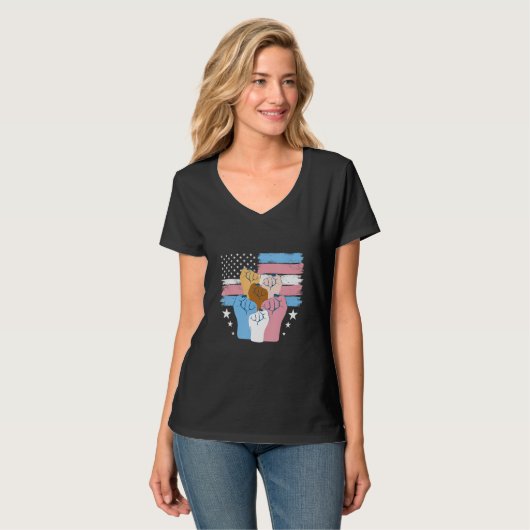 Pride Trans USA Flag  LGBTQ Transgender Pride T-shirt (Voorkant volledig)