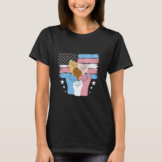 Pride Trans USA Flag LGBTQ Transgender Pride T-shirt (Voorkant)
