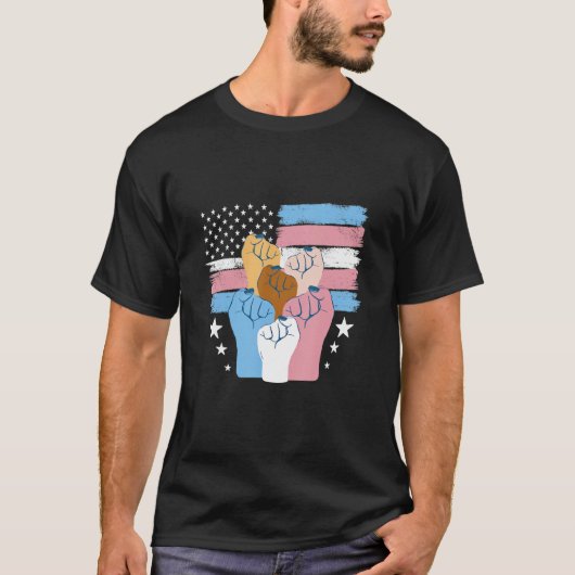Pride Trans USA Flag LGBTQ Transgender Pride T-shirt (Voorkant)