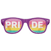 Pride Typografie & Rainbow Stripe Design Retro Zonnebril (Voorkant)