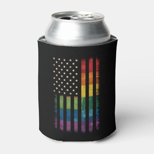 Pride USA America Distressed Rainbow Flag LGBTQ Blikjeskoeler (Blikje Voorkant)