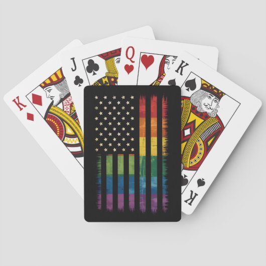 Pride USA America Distressed Rainbow Flag LGBTQ Pokerkaarten (Achterkant)
