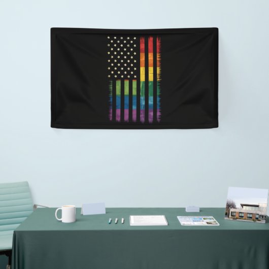Pride USA America Distressed Rainbow Flag LGBTQ Spandoek (Beurs)