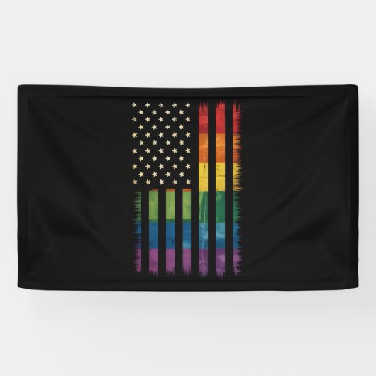 Pride USA America Distressed Rainbow Flag LGBTQ Spandoek (Horizontaal)
