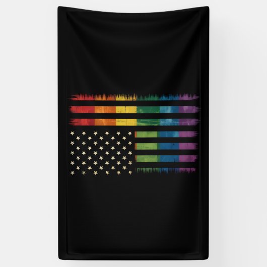 Pride USA America Distressed Rainbow Flag LGBTQ Spandoek (Verticaal)