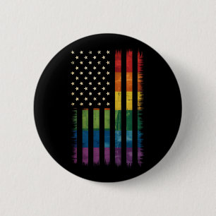 Pride USA Amerika Gescheurde Regenboogvlag LGBTQ Ronde Button 5,7 Cm