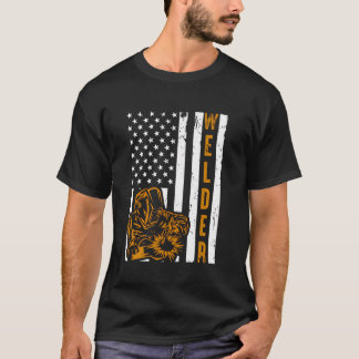 Pride USA Flag Mannen Papa Father Welding T-shirt