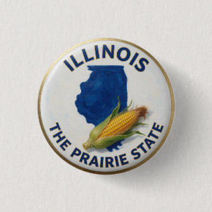 Pride van de staat Illinois 🌾 Gouden Prairiegras Ronde Button 3,2 Cm