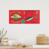 Pride van de zalm van de marine kan label geven poster (Keuken)