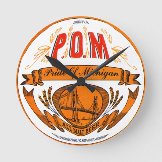 Pride van Michigan Beer Round Wall Clock Ronde Klok (Voorkant)