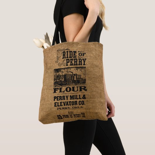  pride van Perry Flour Faux Burlap Sack Tote Bag (Dichtbij)