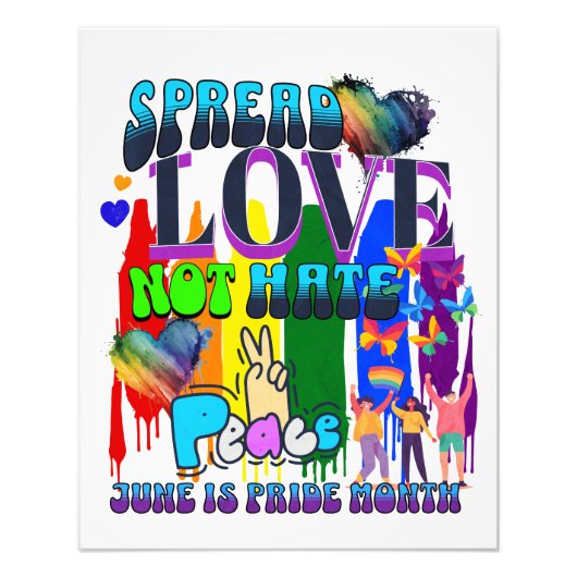Pride | Verspreid Liefde Niet Haat Foto Afdruk (Voorkant)