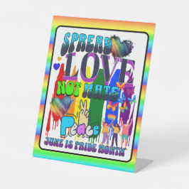 Pride | Verspreid Liefde Niet Haat Reclamebord Met Voetstuk