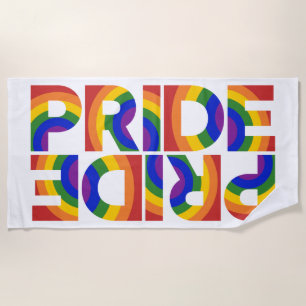PRIDE Vet Geometrische Rainbow Typografie Strandlaken