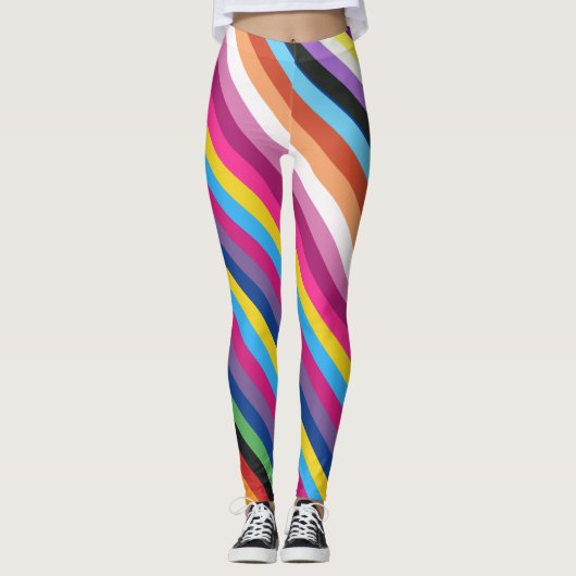 Pride vlag Kleurenbandpatroon Leggings (Voorkant)