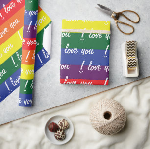 Pride Vlag LGBT Wit Ik Hou Van Je Cadeaupapier