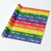 Pride Vlag LGBT Wit Ik Hou Van Je Cadeaupapier (Uitgerold)