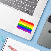 Pride Vlag LGBTQIA+ Regenboog Kleuren Sticker (Laptop met iPhone)