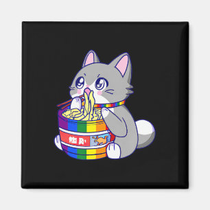 Pride vlag met Anime Pride Cat met een katteneet Magneet