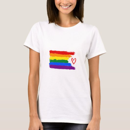 Pride vlag met hart t-shirt (Voorkant)