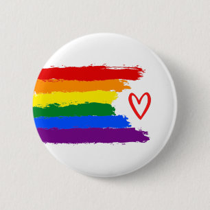 Pride vlag met hartknop ronde button 5,7 cm