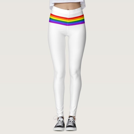 Pride vlag regenboog aangepaste Leggings wit (Voorkant)