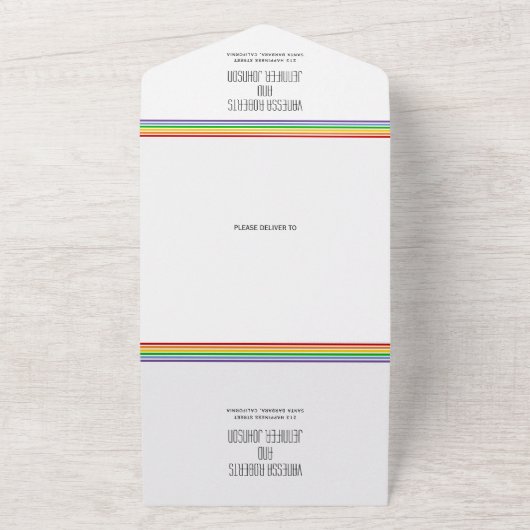 Pride vlag streept homoseksuele, lesbische bruilof all in one uitnodiging (Buitenkant)