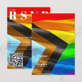 Pride-vlag typografie QR-code trouw-RSVP-kaart RSVP Kaartje