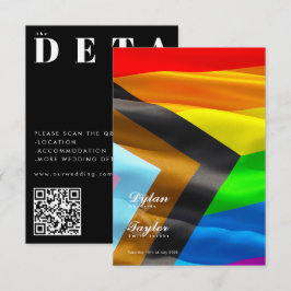 Pride-vlag typografie Zwarte huwelijksdetails Informatiekaartje