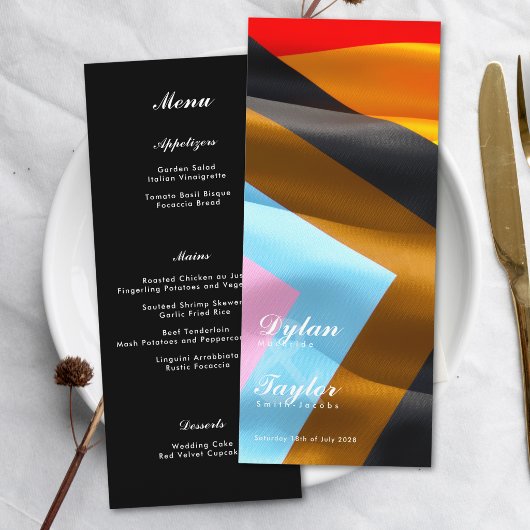 Pride-vlag typografie Zwarte huwelijksdiner Menu