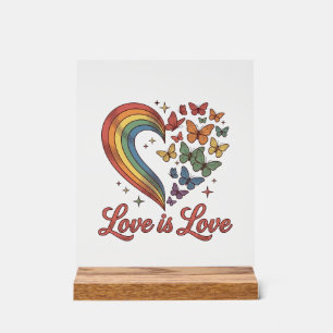 Pride Vlinder Hart Liefde Is Liefde Shirt Ontwerp_ Acryl Bord