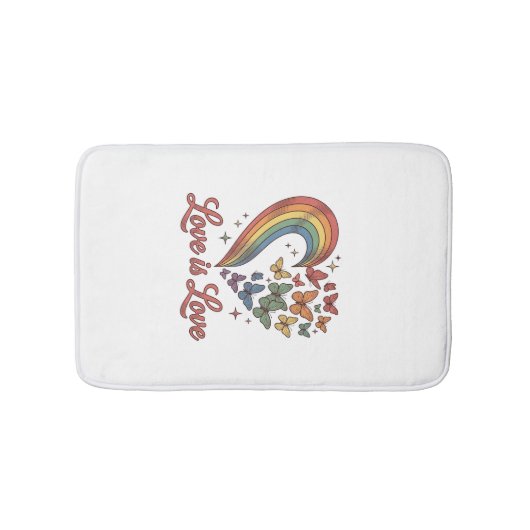Pride Vlinder Hart Liefde Is Liefde Shirt Ontwerp_ Badmat (Voorkant)