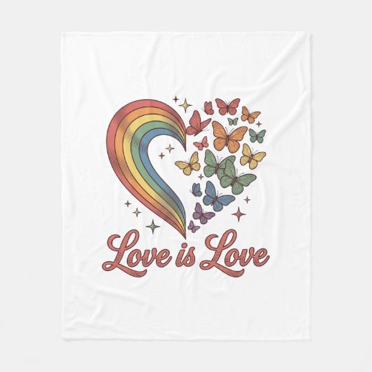Pride Vlinder Hart Liefde Is Liefde Shirt Ontwerp_ Fleece Deken (Voorkant)