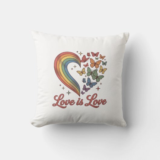 Pride Vlinder Hart Liefde Is Liefde Shirt Ontwerp_ Kussen (Voorkant)