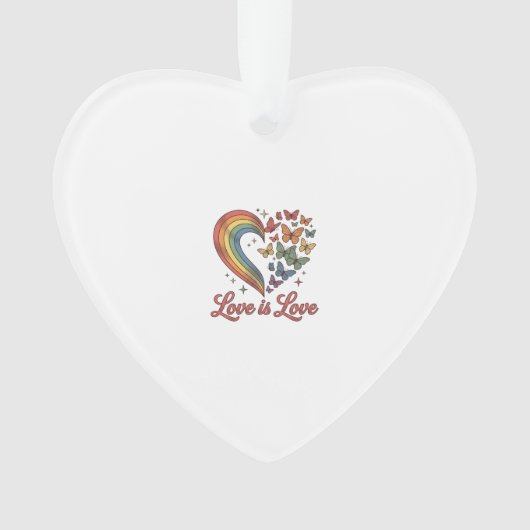 Pride Vlinder Hart Liefde Is Liefde Shirt Ontwerp_ Ornament (voorkant)