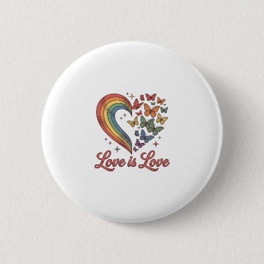 Pride Vlinder Hart Liefde Is Liefde Shirt Ontwerp_ Ronde Button 5,7 Cm (Voorkant)