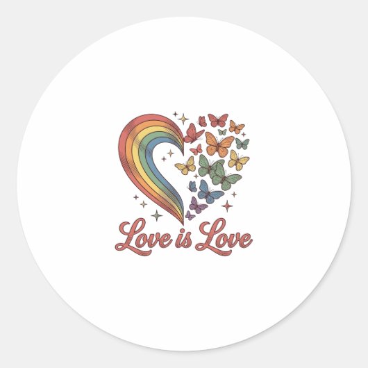 Pride Vlinder Hart Liefde Is Liefde Shirt Ontwerp_ Ronde Sticker (Voorkant)