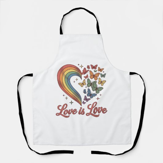 Pride Vlinder Hart Liefde Is Liefde Shirt Ontwerp_ Schort (Voorkant)
