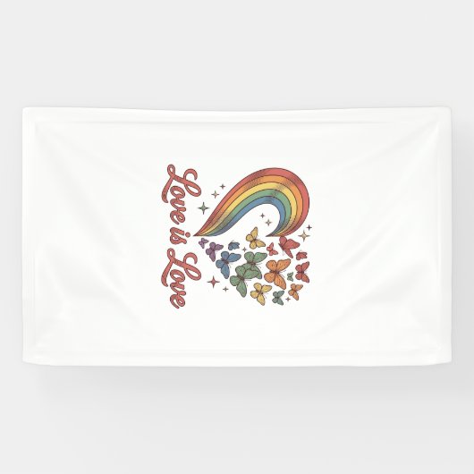 Pride Vlinder Hart Liefde Is Liefde Shirt Ontwerp_ Spandoek (Horizontaal)