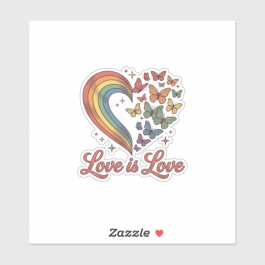Pride Vlinder Hart Liefde Is Liefde Shirt Ontwerp_ Sticker (Vel)